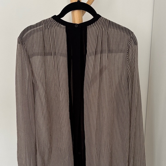 RACHEL Rachel Roy Black and Gray Striped Blouse - Picture 1 of 6